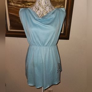 Vintage 80s Blue Beach Summer Dress